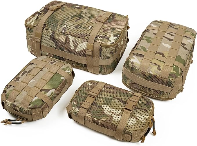 4 Set Tactical Packing Cubes ,Compressible Mesh Duffle Storage Bag,Portable Edc Molle Pouch Organizer.
