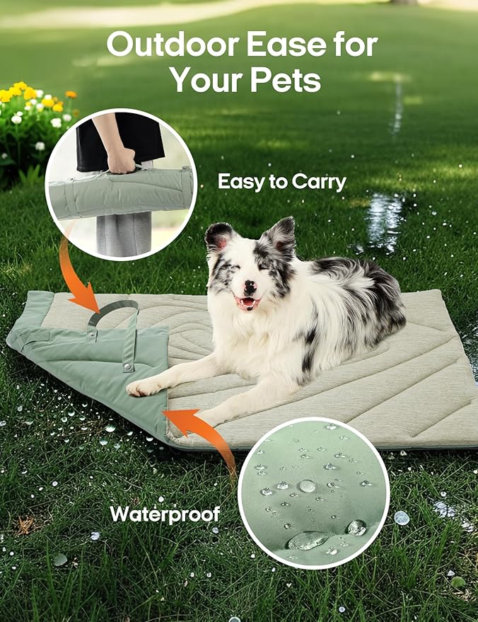 ZonLi Dog Cooling Mat, 59" x 40"Extra Large, Waterproof Cooling Pad for Dogs & Cats, Portable & Durable Pet Mat for Crate, Trunk, Camping, Outdoors, Machine Washable, Ice Green