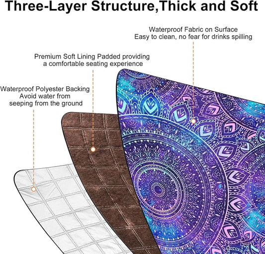 ICOSY Picnic Blankets Beach Blanket, Waterproof Outdoor Blanket Sandproof Picnic Camping Mat Camping Essentials 78" x 59"