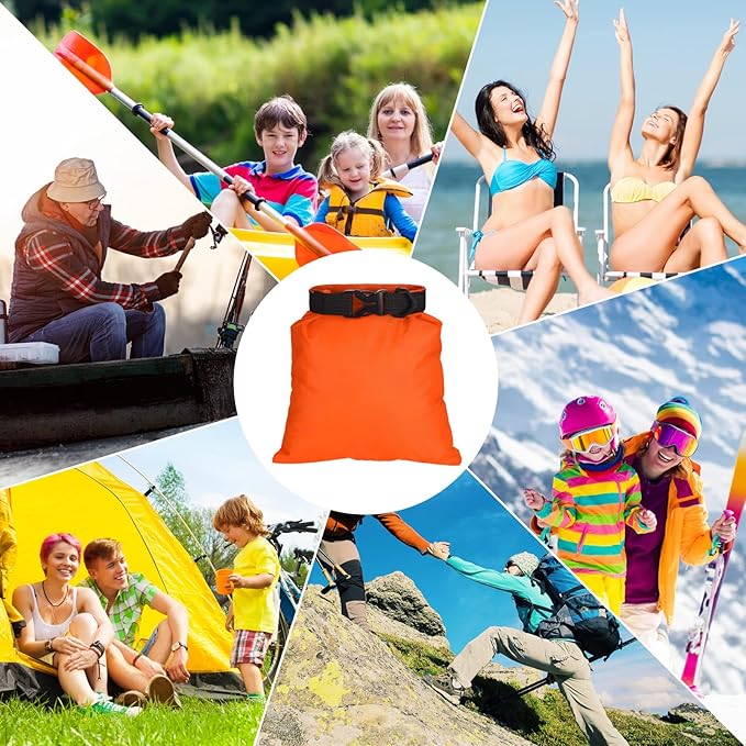 LEIFIDE 10 Pcs Ultralight Dry Bags Waterproof Lightweight Airtight Bags Ripstop Camping Gear Dry Sack Portable Roll Top Dry Pack for Backpacking Kayaking Hiking Swimming Boating Outdoor, 5 Sizes