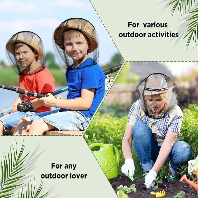 12 Pcs Mosquito Head Net Mesh Bug Face Netting Wearable Mesh Face Screen Shield for Outdoor Bugs Insect Midges Hiking Camping Walking