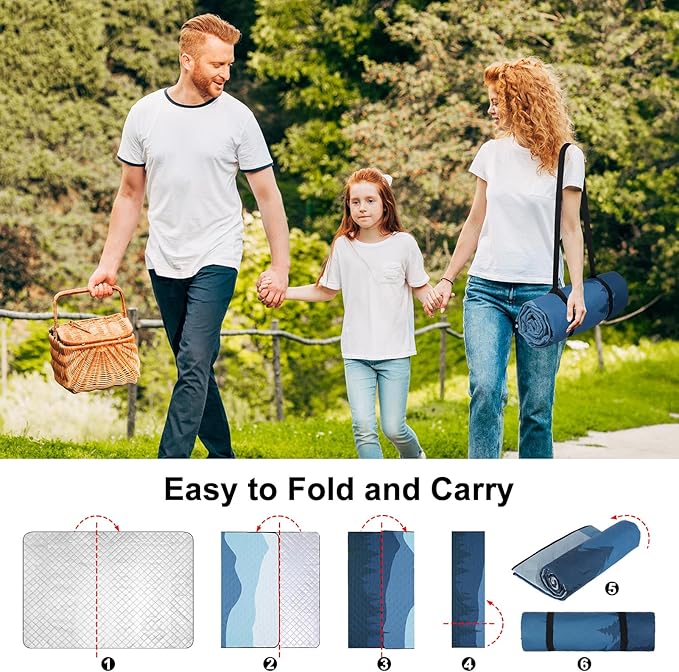ICOSY Picnic Blankets Beach Blanket, Waterproof Outdoor Blanket Sandproof Picnic Camping Mat Camping Essentials 78" x 59"