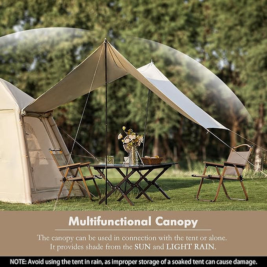 YOLENY 2-4 Persons Inflatable Camping Tent with Pump & Extended Canopy, Easy Set-up, Oxford Portable Free-Standing Family Cabin Tents for Hiking