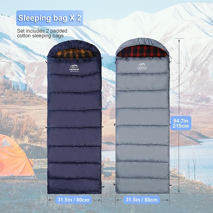 9 Pcs Camping Set,Include 1 Camp Tent,2 Sleeping Bag,2 Sleeping Pad/Camping Mat,2 Single Camping Hammock with 2 Tree Straps,2 Lightweight Bed Blanket for Family Outdoor Activities