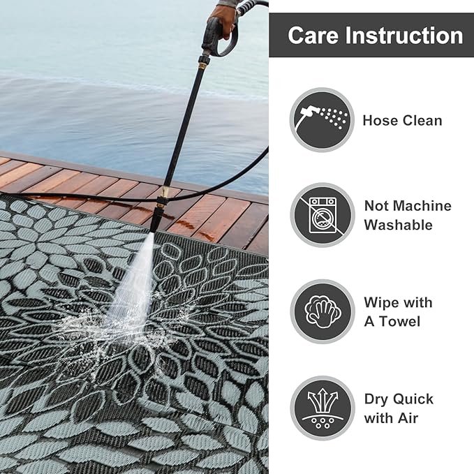 Anidaroel Outdoor Rugs 8x10ft for Patios Clearance Waterproof, Reversible Tropical Plastic Straw Camping Mat Outside Rug, Large Outdoor Area Rug for RV, Porch, Deck, Balcony, Picnic(8'x10')