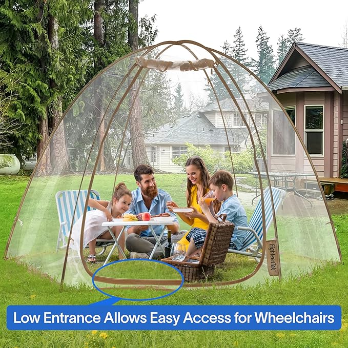 EighteenTek Sports Tent Screen House Room Greenhouse Camping Tent Canopy Gazebos 4-6 Person for Patios Large Oversize Weatherproof Pod Pop Up Tent, Cold Protection Beige 10βx10β