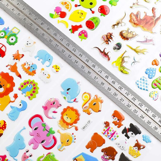 3D Stickers for Kids Toddlers 550+ Vivid Puffy Kids Stickers 24 Different Sheets, Colored 3D Stickers for Boys Girls Teachers, Reward, Craft Scrapbooking