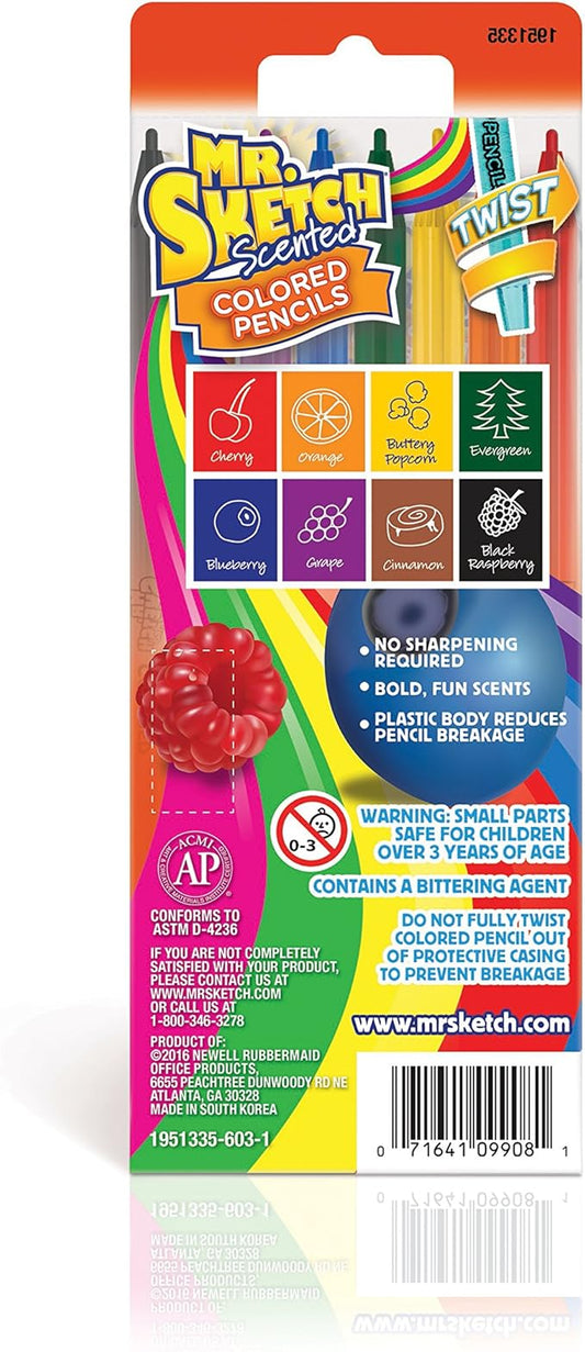 Mr. Sketch Scented Twistable Colored Pencils, Assorted Colors, 8 Count