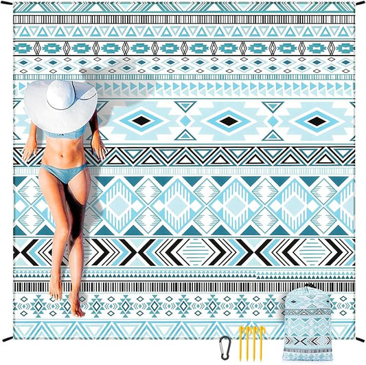 AISPARKY Beach Blanket Waterproof Sandproof, Oversized Large Beach Mat 79" X 83"/120"x108" for 1-8 Adults, Quick Drying&Compact&Lightweight, Picnic Mat Vacation Essentials for Beach Camping Travel