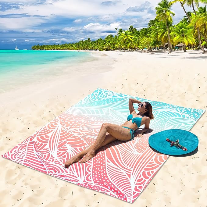 AISPARKY Beach Blanket Waterproof Sandproof Quick Drying Beach Mat Extra Large Outdoor Picnic Blanket for Travel Camping Hiking