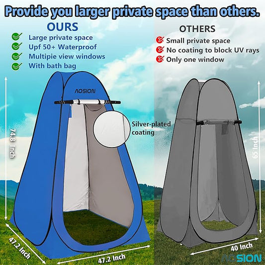 AOSION Privacy Shower Tent,Pop Up Changing Tent,Camp Bathroom Changing Dressing Room,Sun Sunshade Canopy Outdoor Rain Shelter for Camping Hiking Beach Picnic Fishing.