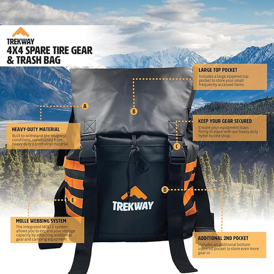 Offroading Gear Waterproof Spare Tire Trash Bag w/FREE Roof Cargo Bag | Large-Capacity | - SUV| RV| 4x4 | Overland | Off-road Accessory