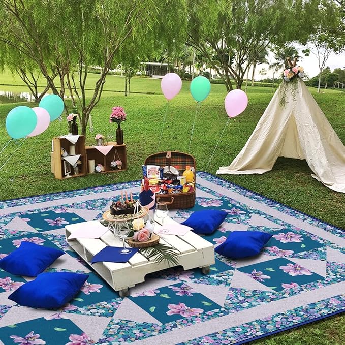 Extra Large Picnic Blankets Waterproof Foldable (80 "x 80") Beach Blanket Waterproof Sandproof,3-Layer Thicking Mat Outdoor Packable Camping Blanket
