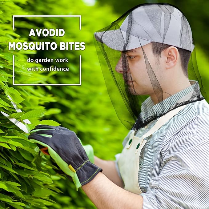 12 Pcs Mosquito Head Net Mesh Bug Face Netting Wearable Mesh Face Screen Shield for Outdoor Bugs Insect Midges Hiking Camping Walking