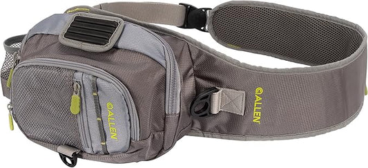 Allen Company Cedar Creek Fly Fishing Sling Pack - Fits up to 4 Tackle/Fly Boxes and Other Accessories - Gray and Lime/Olive