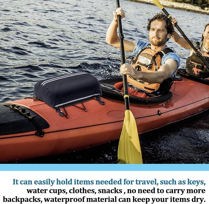 Abbylike Paddleboard Storage bag 15.4 x 11.4 Inch Black Waterproof Deck Bag Oxford Cloth Deck Cooler Pouch with Reflective Strip Swivel Hook Zipper Paddle Board Accessories for Summer Kayak Surfboard