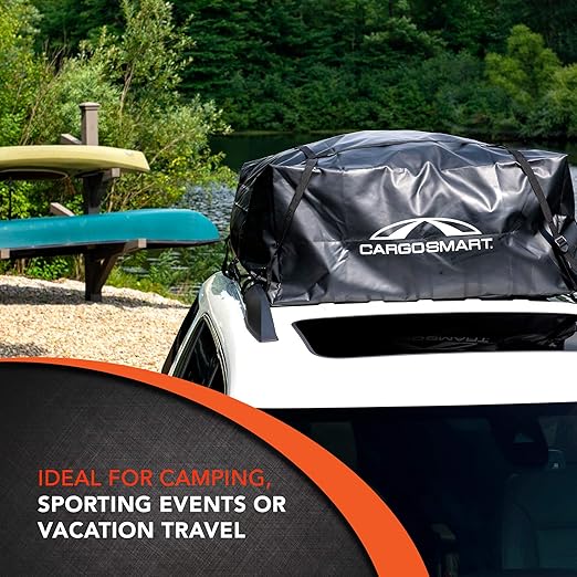 CargoSmart Rainproof Cargo Carrier - Soft Sided Bag for Car Top, 36'x30'x16' - Up to 10 Cubic Feet of Storage, Easily Mounts to Vehicle's Bare Roof, Roof Rack or Basket