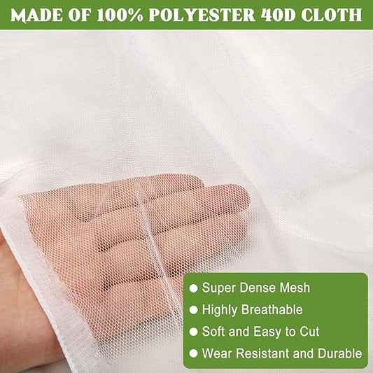 Unves Mosquito Netting, 33 x 10 Ft Mosquito Net for Patio, Breathable Insect Pest Barrier Bird Netting Mesh for Garden Protect Vegetables Fruits from Birds Bugs, Soft Hexagonal Mesh, White