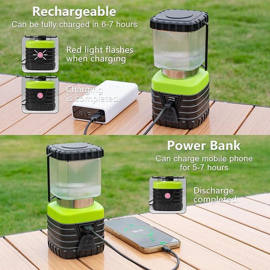3Packs LED Camping Lantern Rechargeable 1000LM, 4500mAh Power Bank, IP44 Waterproof Lantern Flashlight for Hurricane Emergency, Hiking