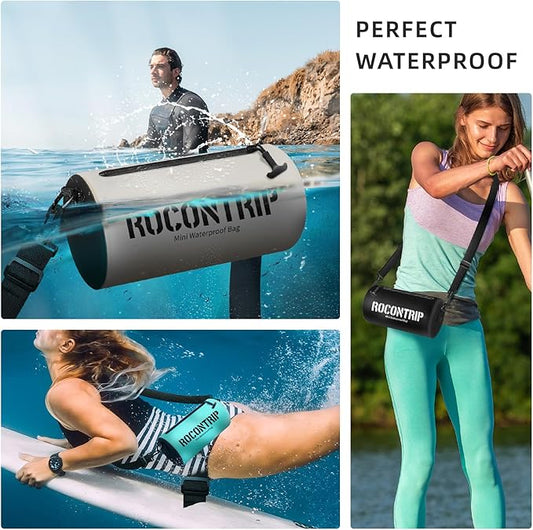 ROCONTRIP Crossbody Waterproof Bag IPX8 Dry Bag With Airtight Zipper Dry Sacks lightweight Portable Swimming Bag For Swimming Kayaking Camping Boating Rafting Fishing Travelling Snorkeling