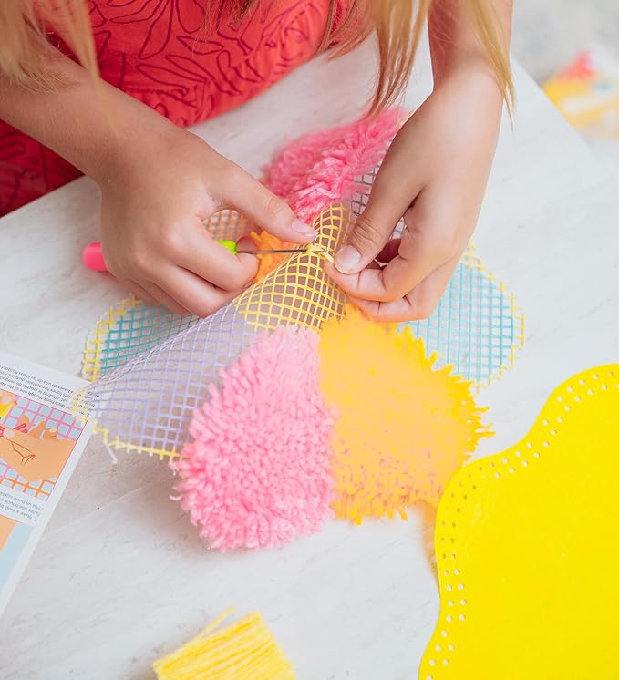 Totally Deco Daisy Latch Hook Hooked Rug Pillow Kit to Make and Display