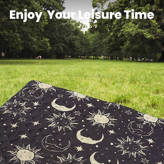 Waterproof Outdoor Blanket, 78.7x55inch, Printed Large Picnic Blankets, Foldable Picnic Mat, Camping Blanket for Picnic, Grass, Park, Lawn, Beach - Sun and Moon