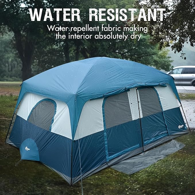 PORTAL 8 Person Family Camping Tent with Porch, Weather Resistant Camping Tents with Rainfly, Large Cabin Tents with 2 Room, Easy Set Up Tent for Outdoor Camping, Backyard