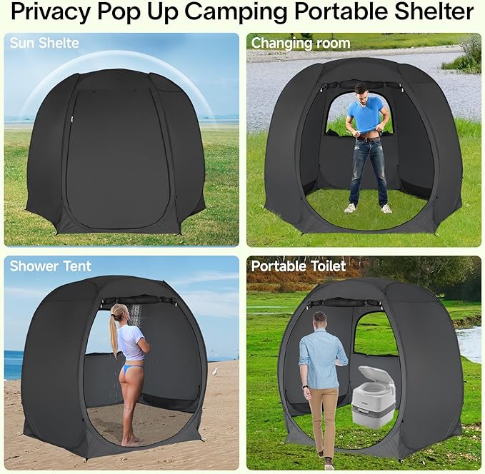 10'x10'Pop Up Outdoor Camping Tent Canopy Sun Shade Gazebo Screen Tent All Season Sun Shelter Patio Screen House Room, Privacy Room with 2 Layers Door (Mosquito Net & Fabric) Water&UV Resistant