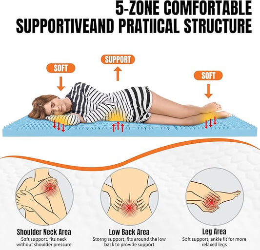 HOMBYS 3 Inch Thick Memory Foam Camping Mattress for Outdoor Sleeping, Roll Up Porable Camping Pad Mat with Knitted Cover for Travel Truck Bed Tent