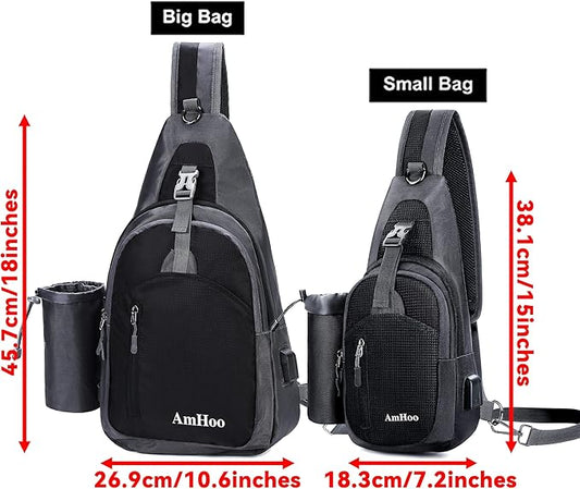 AmHoo Sling Backpack Chest Shoudler Crossbody Bag Water Resistant Hiking Daypack