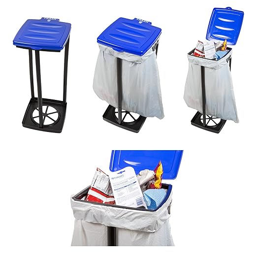Wakeman Portable Trash Bag Holder - Collapsible Garbage Bin for Parties and Camping - 13-Gallon Plastic Can for Indoor and Outdoor Use (Blue/Black)