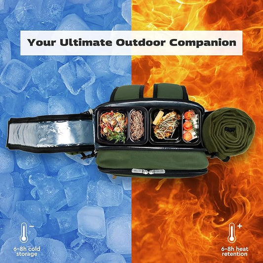 22L Insulated Picnic Basket Leak Proof Picnic Backpack for 2, Green Camping Gifts, Cool Bridal Shower Gifts for Bride and Groom, Mr and Mrs, Anniversary Engagement Wedding for Newly Engaged Couples