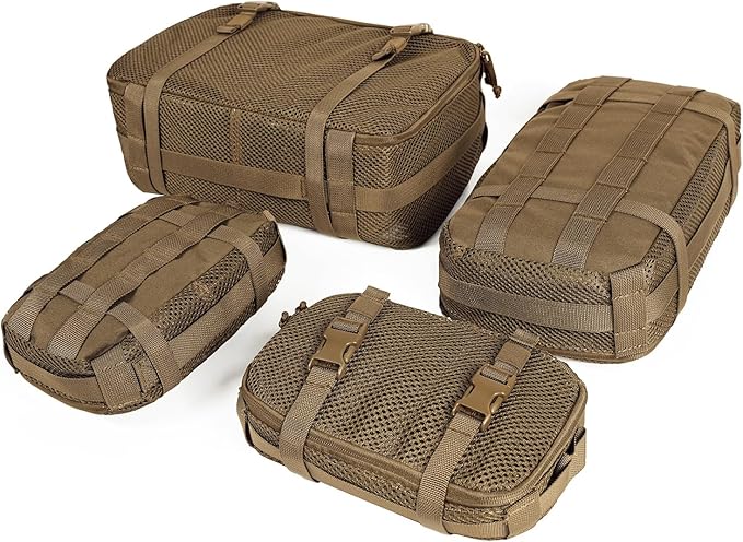 4 Set Tactical Packing Cubes ,Compressible Mesh Duffle Storage Bag,Portable Edc Molle Pouch Organizer.
