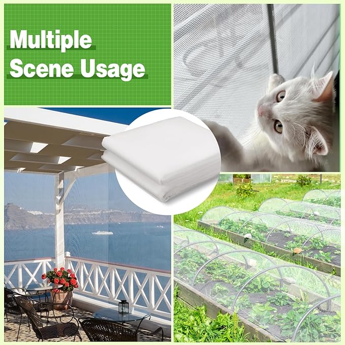Stronger Garden Mesh Netting - 10 x 20 ft PPT Nano Bird Net Barrier, Mosquito Netting Screen for Outdoor Plants Vegetables Patios Balconies Terraces, Shading Rate 20% (White)