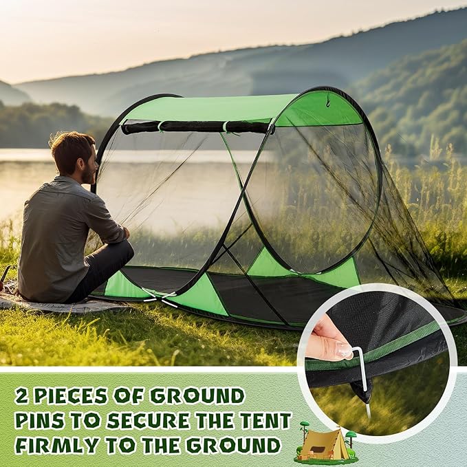 Pop up Mosquito Net Tents for Camping Foldable Pop Tent with Ground Pins Waterproof Freestanding Insect Bug Net for Beach Hiking Summer Outdoor Bed Protection