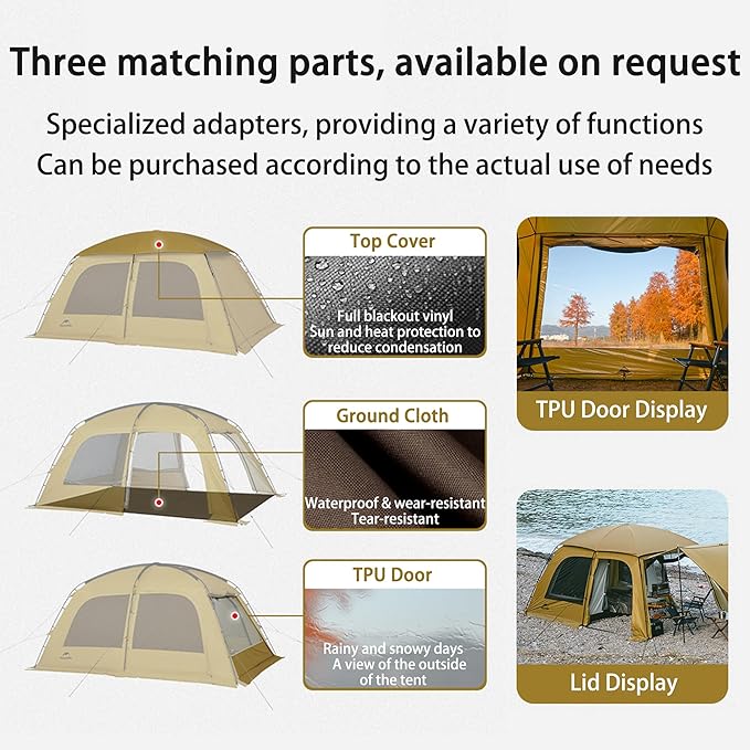 Naturehike7.6 Double Person 4-Seasons Camping Tent, UPF50+ Sun Protection Tent with 7001 Aluminum Alloy Poles, PU2000mm+ Waterproof Tent for Outdoor Camping,Picnic