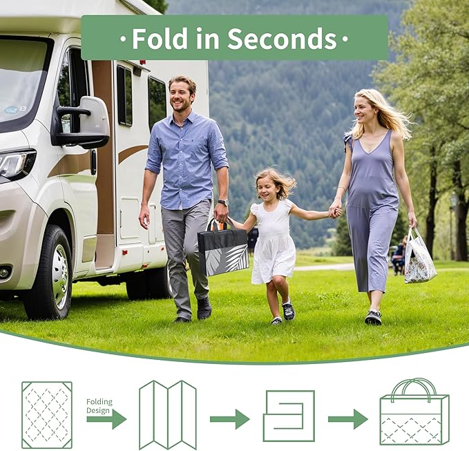 Outdoor Rug 8' x 10' for Patio Waterproof Clearance, Reversible Indoor Outdoor Plastic Straw Camping Rug Carpet, RV Mat, Large Area Rug for Deck, Backyard, Balcony, Porch, Beach,Grey and White