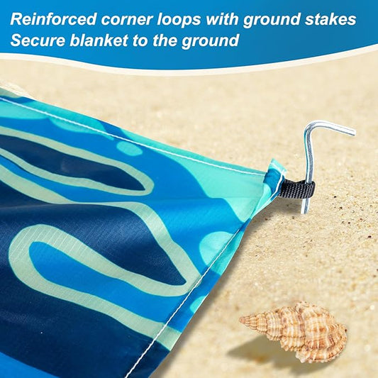 Beach Blanket Sandproof Beach Mat,82" X 82" for 1-4 Adults,Lightweight Quick Drying Picnic Mat for Travel, Camping, Hiking,Portable Beach Blanket