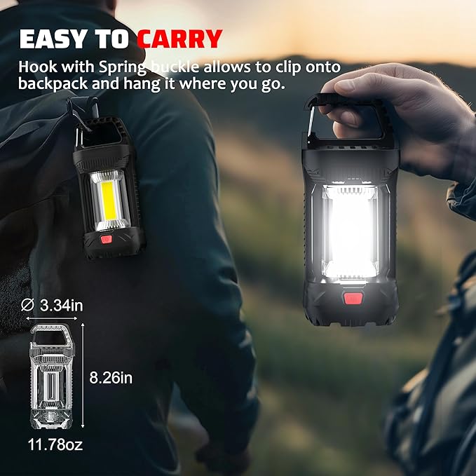 2 Pack 2000LM Rechargeable LED Camping Lantern, Waterproof Tent Light with 3 Light Modes, Camping Essentials, Portable Lantern Flashlight for Hurricane, Power Outages
