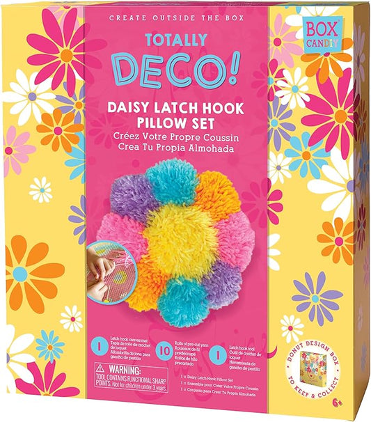 Totally Deco Daisy Latch Hook Hooked Rug Pillow Kit to Make and Display