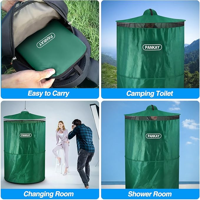 PANKAY Pop Up Privacy Tent, Portable Outdoor Camping Bathroom Toilet Tent, Collapsible Shelter for Camping & Emergency – Lightweight & Sturdy, Easy Set Up, Foldable - with Carry Bag