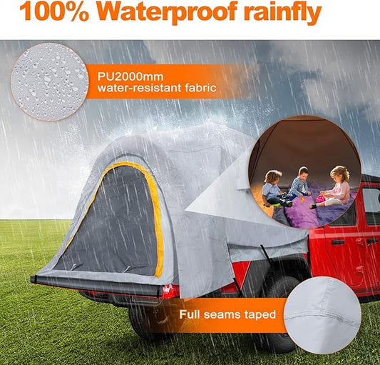 Pickup Truck Bed Camping Tent, Gladiator Truck Bed Tent with Removable Rainfly and Carrying Case, Pickup Truck Tent 5.5 Bed for 5-5.5ft Bed for Jeep Gladiator Full-Size Compact Truck Tent Bed