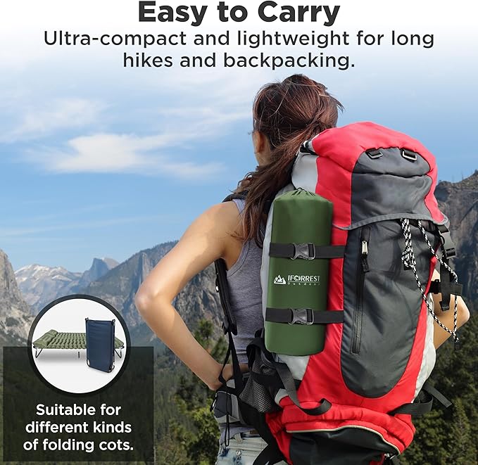 IFORREST Self-Inflating Double Sleeping Pad - Fast 60s Foot Pump 2 Person Ultralight Air Mattress - Ideal for Camping, Hiking and Backpacking