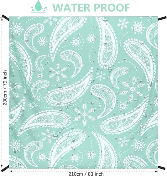 Beach Blanket Sandproof Extra Large Beach Mat Adults Waterproof Quick Drying Sand Free Mat Made by Premium Polyester with 4 Stakes & 4 Corner Pockets for Outdoor Travel Camping Hiking