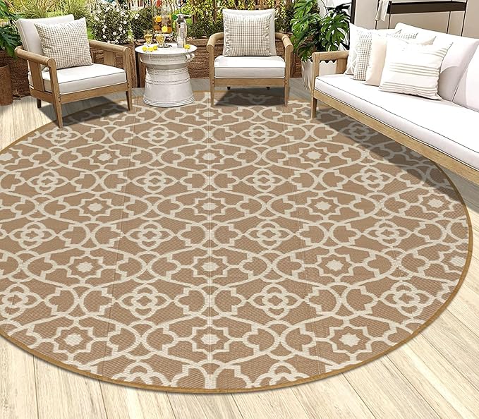 HEBE Outdoor Rug 8ft for Patios Waterproof Clearance Reversible Patio Mat Plastic Straw Rug RV Camping Mat Outside Area Rug Carpet for Camping RV,Porch,Deck,Balcony,Camper,Backyard