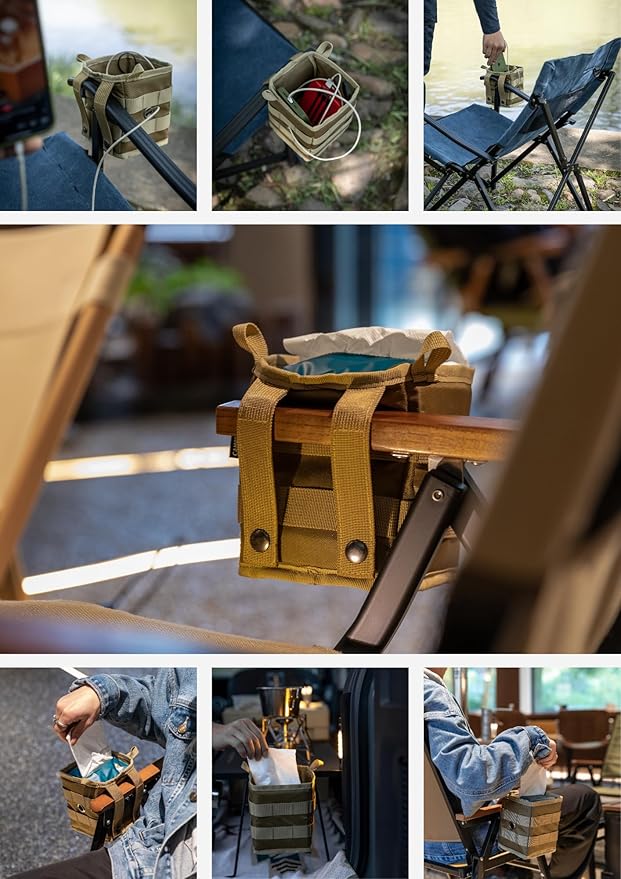 CAMPINGMOON Storage Box Accessory Gear Organizer XS for Camping Chair Tactical Table Field Rack Coyote BG-1212