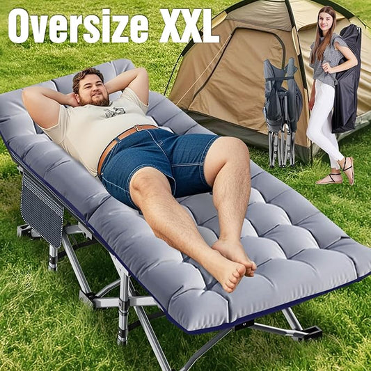 ABORON Oversized Folding Camping Cot for Adults, Double Layer 1200D, 500lb Capacity, Heavy Duty Guest Cot with Mat & Carrying Bag for Indoor & Outdoor Use