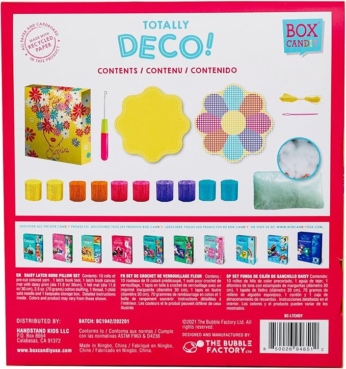 Totally Deco Daisy Latch Hook Hooked Rug Pillow Kit to Make and Display
