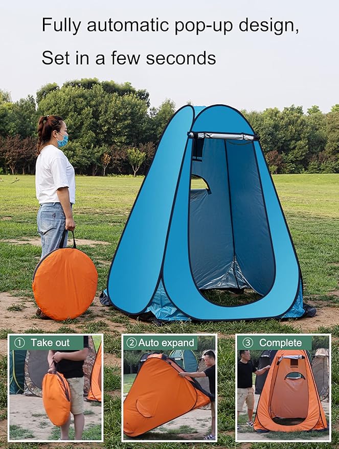 1-2 Person Portable Pop Up Shower Privacy Shelter Tents with 3 Windows, Waterproof UV Protection Picnic Camping Fishing Shelter Tent, Outdoor Dressing Room Beach Isolation Sun Shelter (Green)