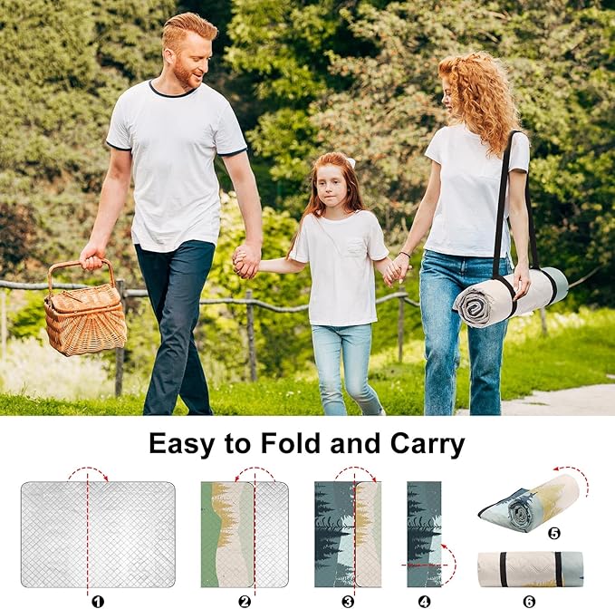 ICOSY Picnic Blankets Beach Blanket, Waterproof Outdoor Blanket Sandproof Picnic Camping Mat Camping Essentials 78" x 59"